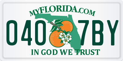 FL license plate 0407BY
