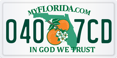 FL license plate 0407CD