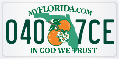 FL license plate 0407CE