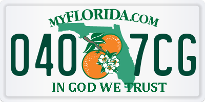 FL license plate 0407CG