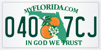 FL license plate 0407CJ