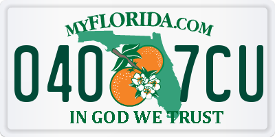 FL license plate 0407CU