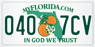 FL license plate 0407CV