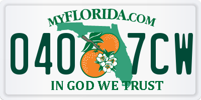 FL license plate 0407CW