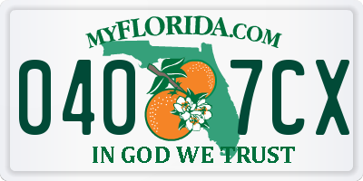 FL license plate 0407CX