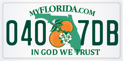 FL license plate 0407DB