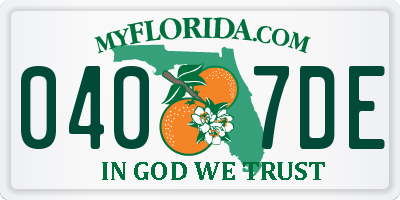 FL license plate 0407DE