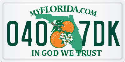 FL license plate 0407DK