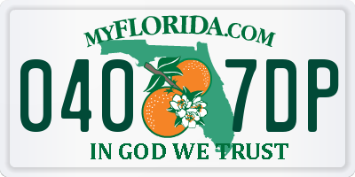 FL license plate 0407DP