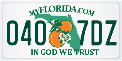 FL license plate 0407DZ