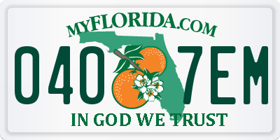 FL license plate 0407EM
