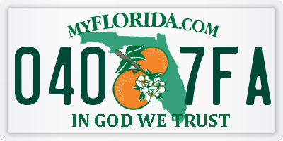 FL license plate 0407FA