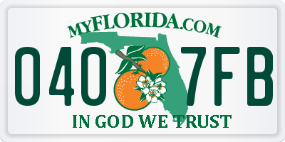 FL license plate 0407FB