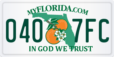 FL license plate 0407FC