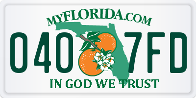FL license plate 0407FD