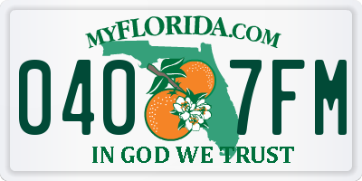 FL license plate 0407FM