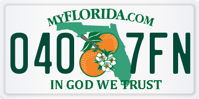 FL license plate 0407FN