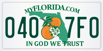 FL license plate 0407FO