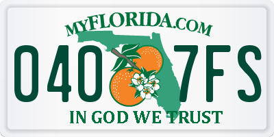 FL license plate 0407FS