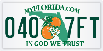FL license plate 0407FT