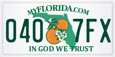 FL license plate 0407FX