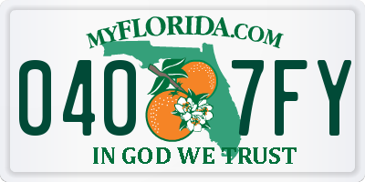 FL license plate 0407FY