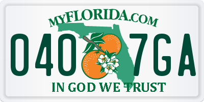FL license plate 0407GA