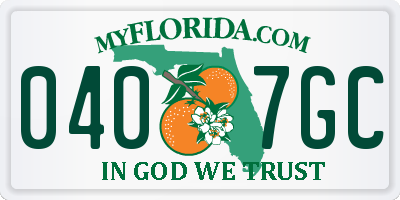 FL license plate 0407GC