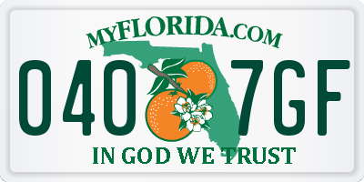 FL license plate 0407GF