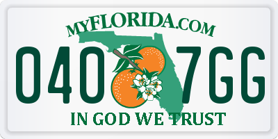 FL license plate 0407GG