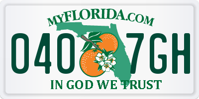 FL license plate 0407GH