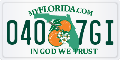 FL license plate 0407GI