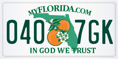 FL license plate 0407GK