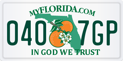 FL license plate 0407GP