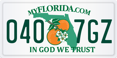 FL license plate 0407GZ