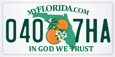 FL license plate 0407HA