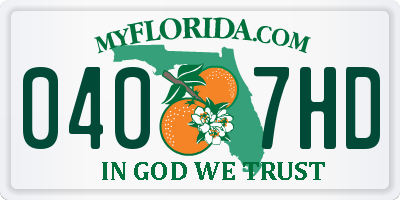 FL license plate 0407HD