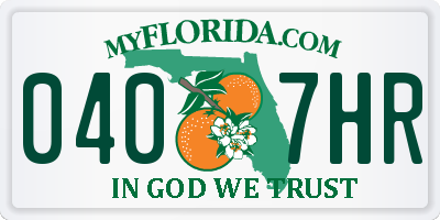 FL license plate 0407HR