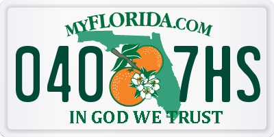 FL license plate 0407HS