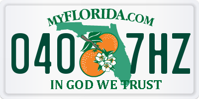 FL license plate 0407HZ