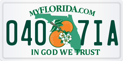 FL license plate 0407IA