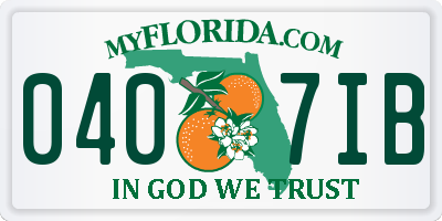FL license plate 0407IB