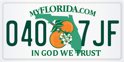 FL license plate 0407JF