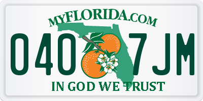 FL license plate 0407JM