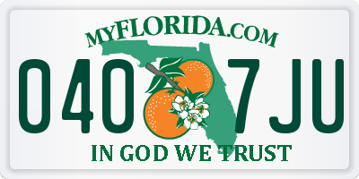 FL license plate 0407JU