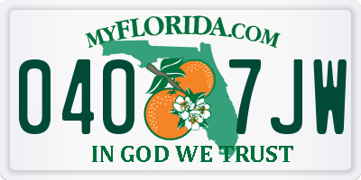 FL license plate 0407JW