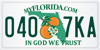 FL license plate 0407KA