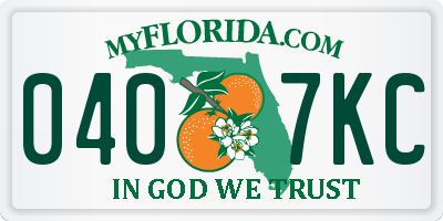 FL license plate 0407KC