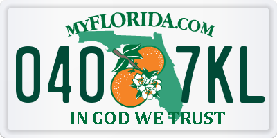 FL license plate 0407KL