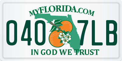 FL license plate 0407LB
